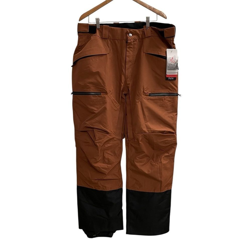 NWT Pulse Men's Flow Shell Snow Pants in Brown and Black Size XL